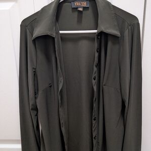 Truth By Republic Dark Green Button-Up Shirt